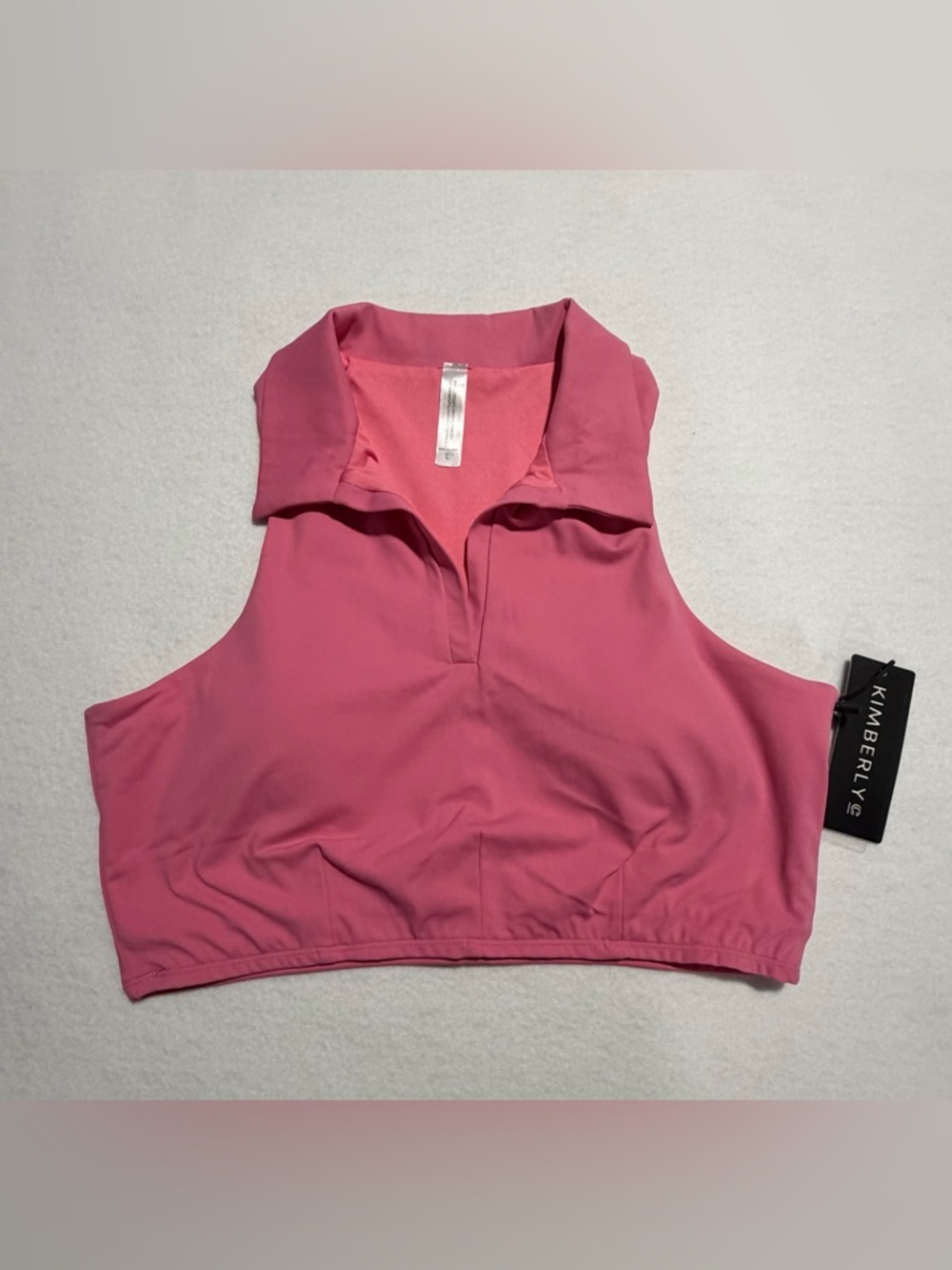 Kimberly Sleeveless Collared Crop Top in Rose Pink